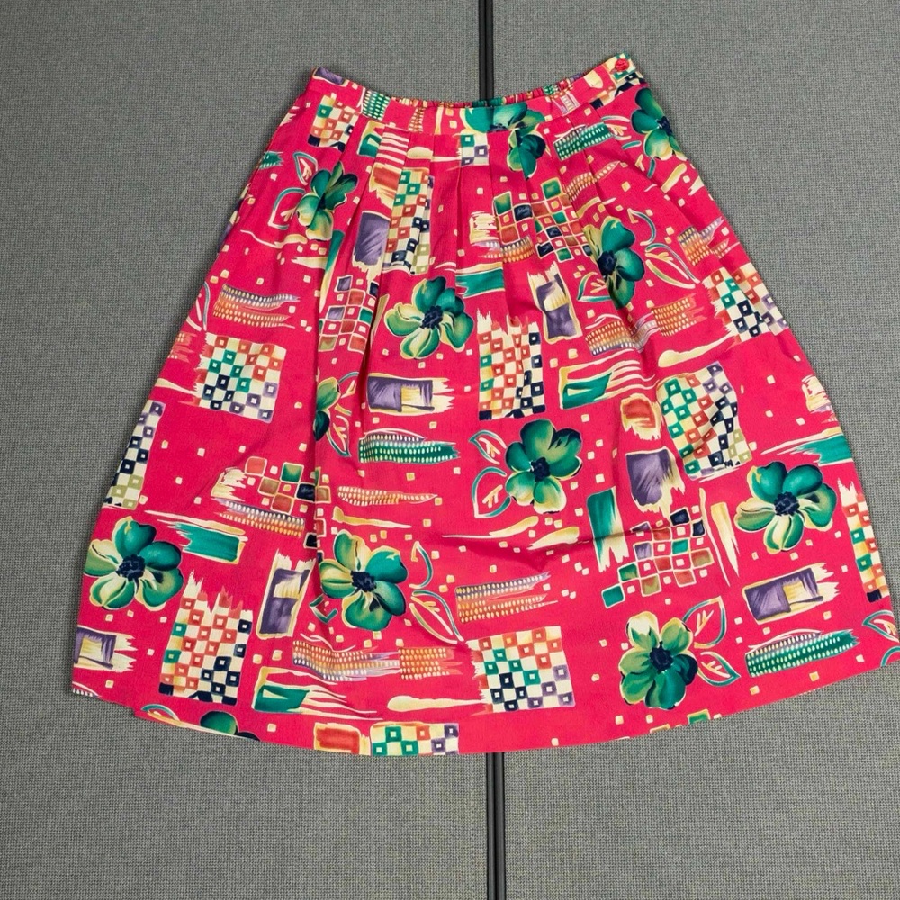 Alfred Dunner Tropical Printed Pleated Front Skirt